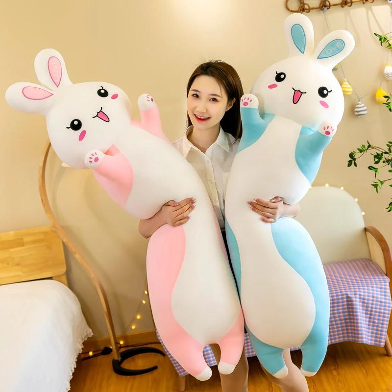 130cm Cute Rabbit Throw Pillow Big Super Soft Pink Rabbit Doll Bed Sleeping Rag Doll Children's Doll Birthday Gift