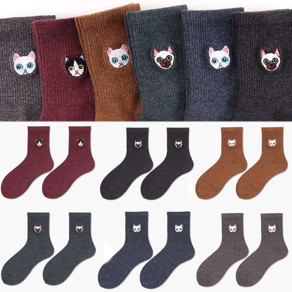 

Cute Harajuku Cartoon Dog cat Winter Warm Thick Threaded Cotton Funny Pattern Socks