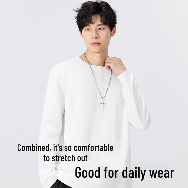 MINISO Men's Henley Collar Long Sleeve T-Shirt