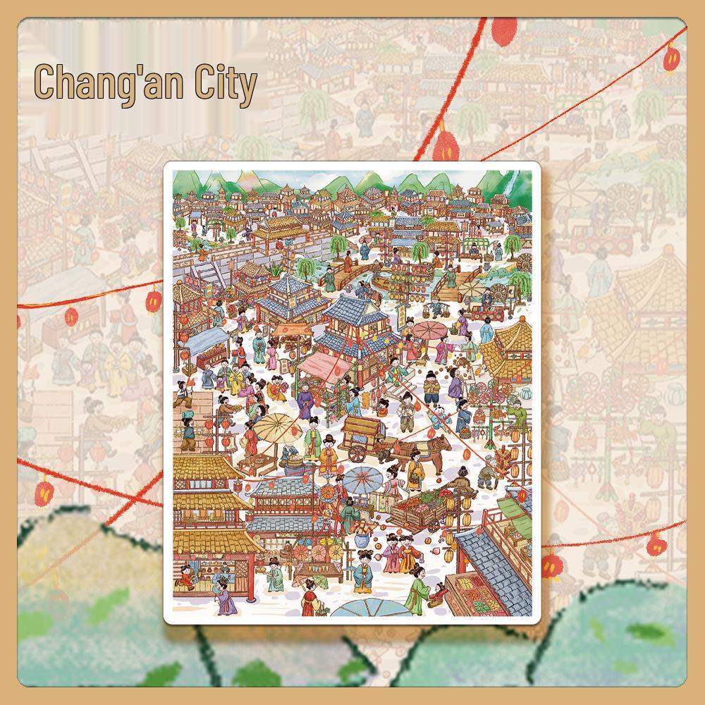 Popular Miniature Chang an City Scenery Transparent PET Stress-Relief Stickers