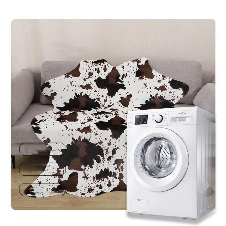 Large Size Cow Printed Cowhide Faux Skin Leather NonSlip Antiskid Mat Carpet for Living Room