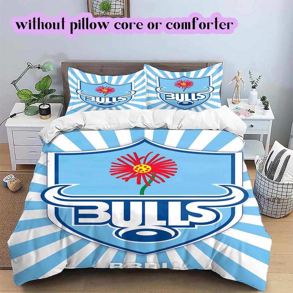 Rugby Club The Bulls Pattern Bedding,Quilt Set Quilt Cover Pillowcase Home Birthday Gift (1*duvet cover+2*pillowcase,without core)