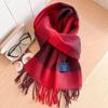 111% pure blue-gray plaid scarf for men and women, winter knitted to keep warm, high-end temperament plaid scarf