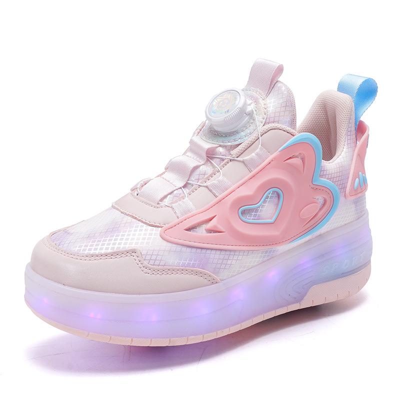 

Модные роликовые коньки для девочек: Шикарные двухколесные туфли со съемными светящимися пуговицами. 36