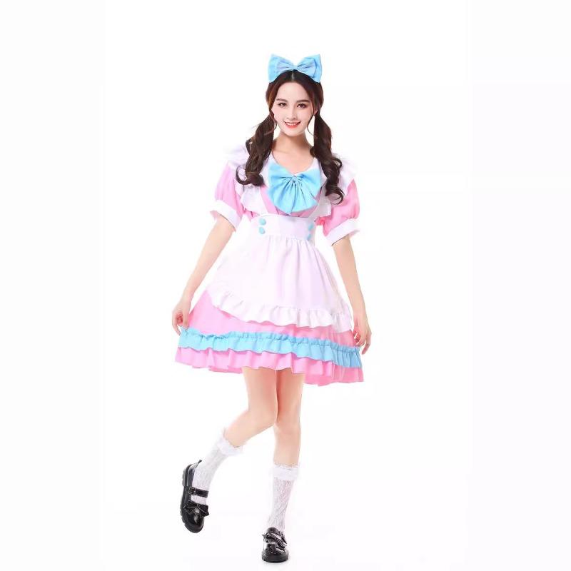 Halloween Cute Maid Outfit Super Cute Big Bow Lolita Cute Loli Dress Plus Size Costume