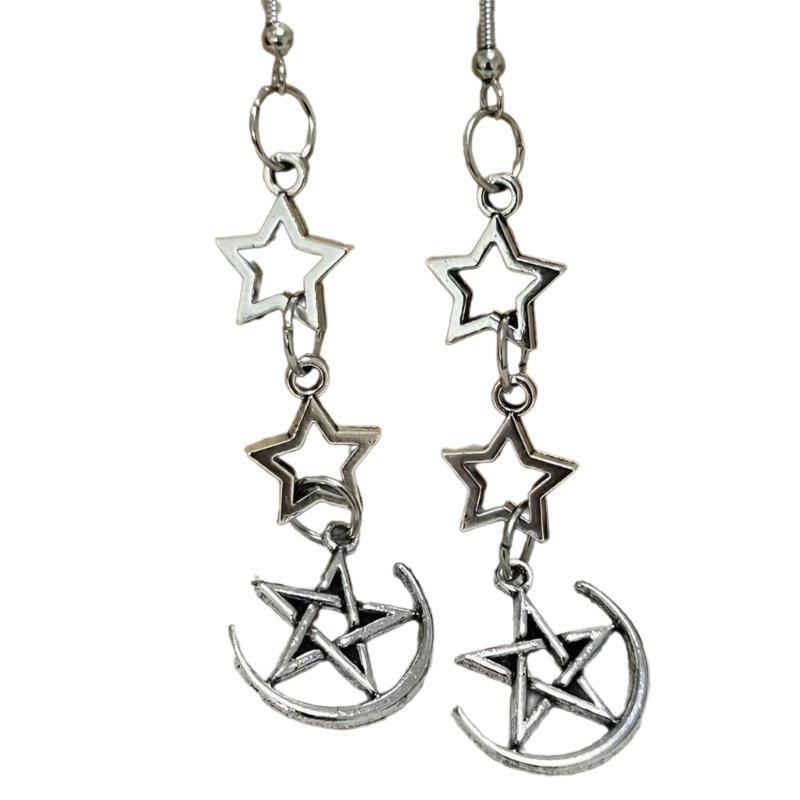 Sweet Cool Dangle Earrings Simple Hollow Star Pendant Drop Earrings Statement Jewelry Fashion Small Hoop Earrings