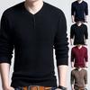 Chic Men Solid Color V Neck Long Sleeve Pullover Slim Fit Knitted Sweater Blouse