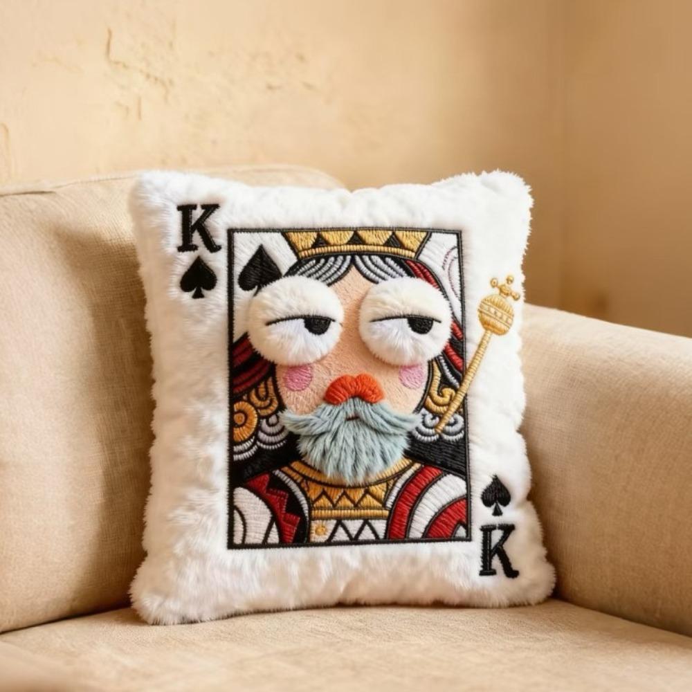Creative Cartoon Embroidered Pillow Quirky Game Theme Big Eyes Pillow Soft Square Decorative Cushion Sofa Decor