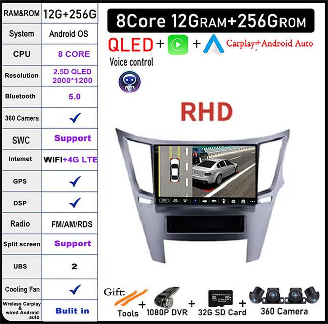 9'' Android 14 For Subaru Outback 4 Legacy 5 2009-2014 RHD Car Radio GPS Screen Navigation Radio Player Multimedia Video Stereo