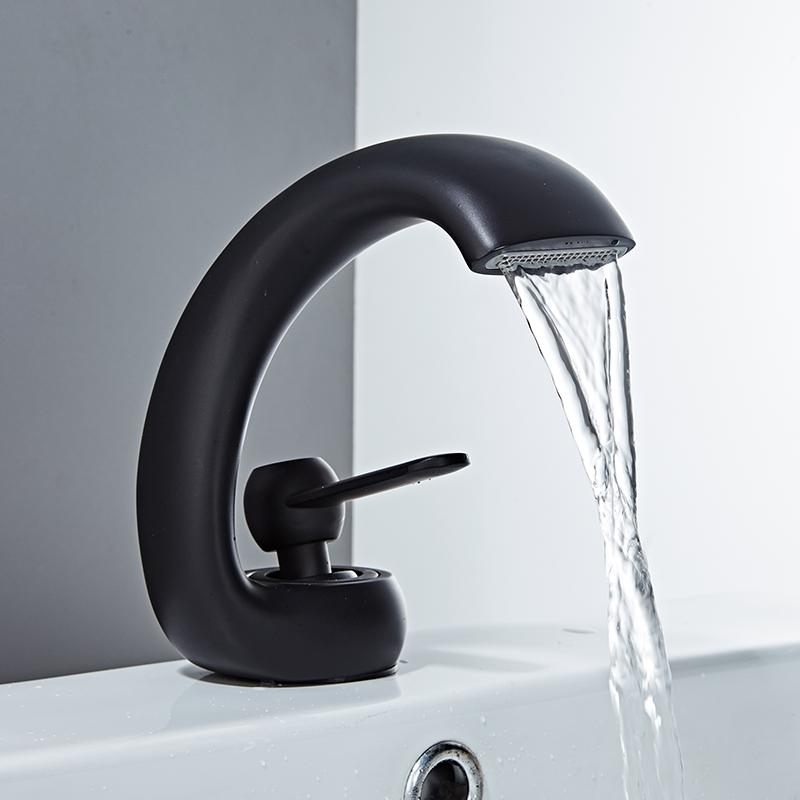 BAKALA Bathroom Basin Faucet Black/Chrome/White Brass Material Sink Mixer Tap Hot & Cold Sink Faucet Bathroom Lavotory Faucet