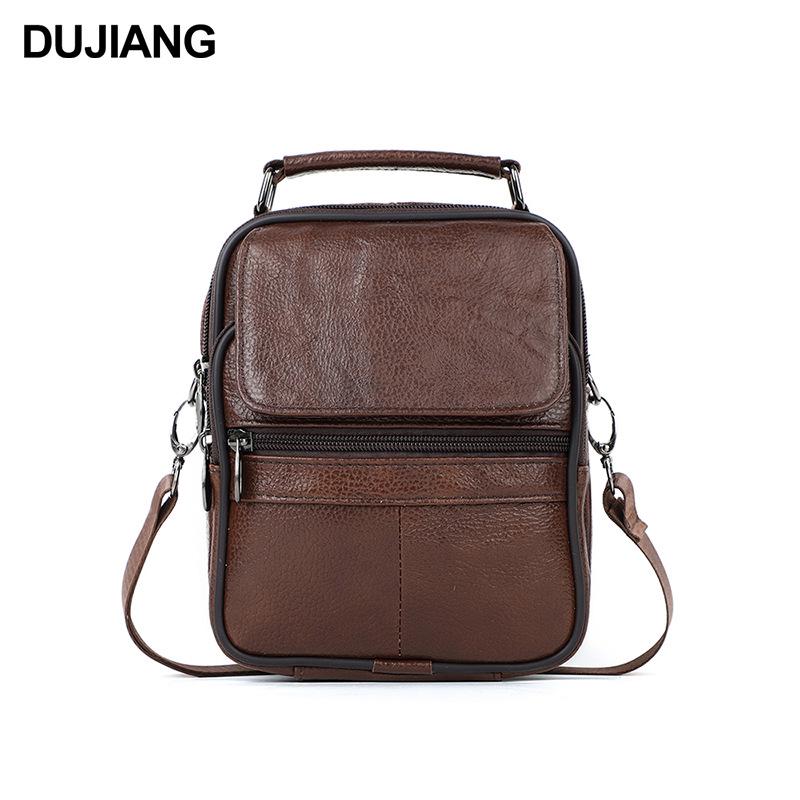 

Мужская вертикальная сумка кроссбоди из натуральной кожи - Большая вместительная наплечная сумка для путешествий и поездок на работу 17x8x21 cm