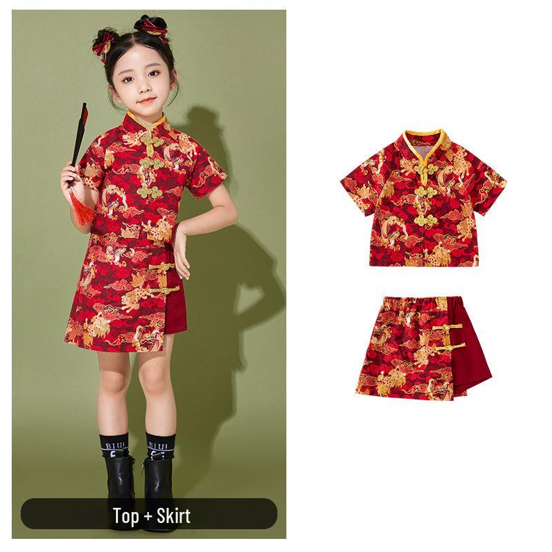 June 1 Children's Cheerleading Outfit Guochao Tang Suit for Boys and Girls - Chinese Style Poetry Recitation and Chorus Costume
