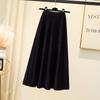Knitted Skirt for Women Autumn and Winter High Waist Mid Length A-line Pleated Skirt