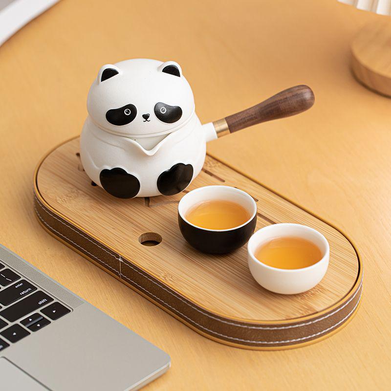 Panda Companion Ceramic Travel Tea Set for Outdoor Camping