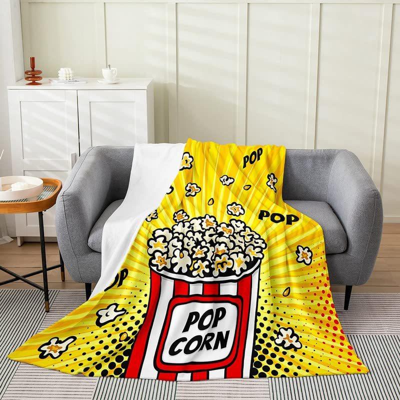 Popcorn Pattern Series Printed Blanket for Sofa Bed Travel Camping Living Room Office Conditioning Blanket for All Seasons Gifts