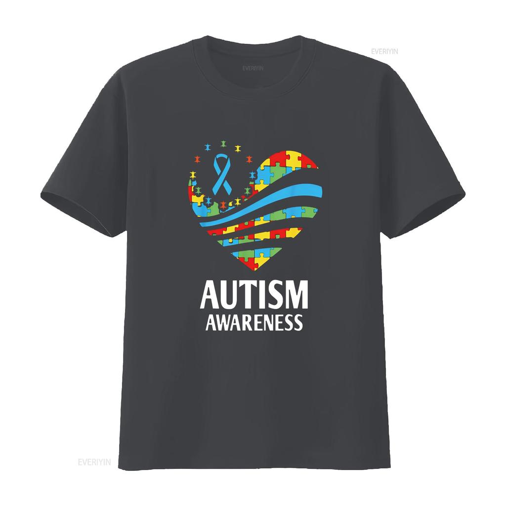 Autism Awareness T Shirt Women Heart Support Autistic Kids Black Vintage Washed Fashion Graphic Soft Designer Clothes Casual