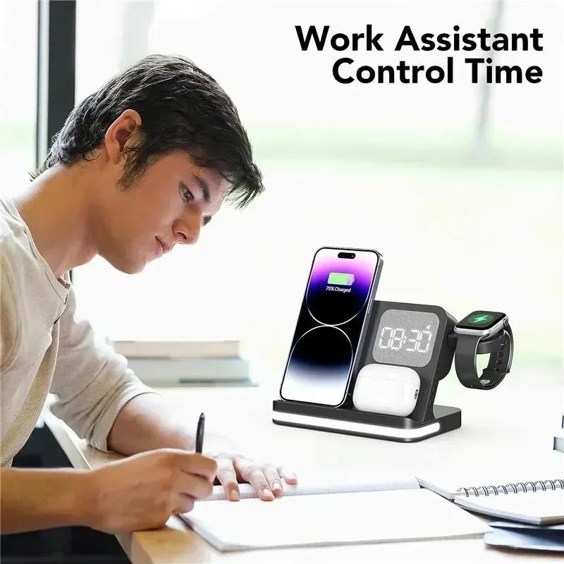 Soporte Cargador Inalámbrico Para iPhone 15 14 Samsung S23 S22 Ultra Fold Z Flip Galaxy Watch iWatch Active Buds Estación de Carga Rápida