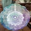2D Metal Mandala Flower Wind Spinner Octagonal Design Blue Purple White Patterns Indoor Outdoor Decor Thanksgiving Christmas Gift Durable Easy To Hang