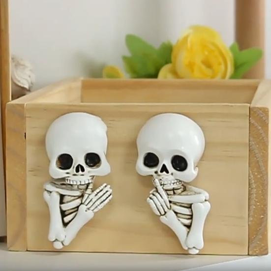 1 Pár Halloweenská Kostra Dekorace Samolepicí Strašidelná Pryskyřičná Kostra Samolepka na Vypínač Sváteční Párty Domov Kancelář Zeď Gotická Ozdoba Hlava Lebky