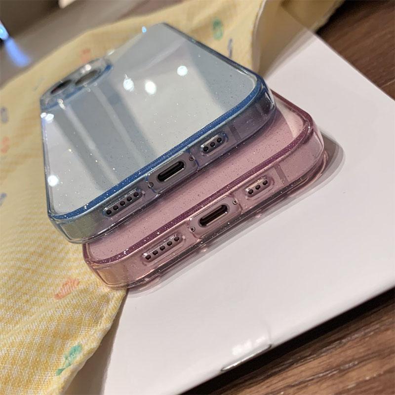 Soft Glitter Transparent Phone Case For iPhone 11 12 13 14 15 16 Pro Max Plus Shockproof Silicone Clear Bumper Cover