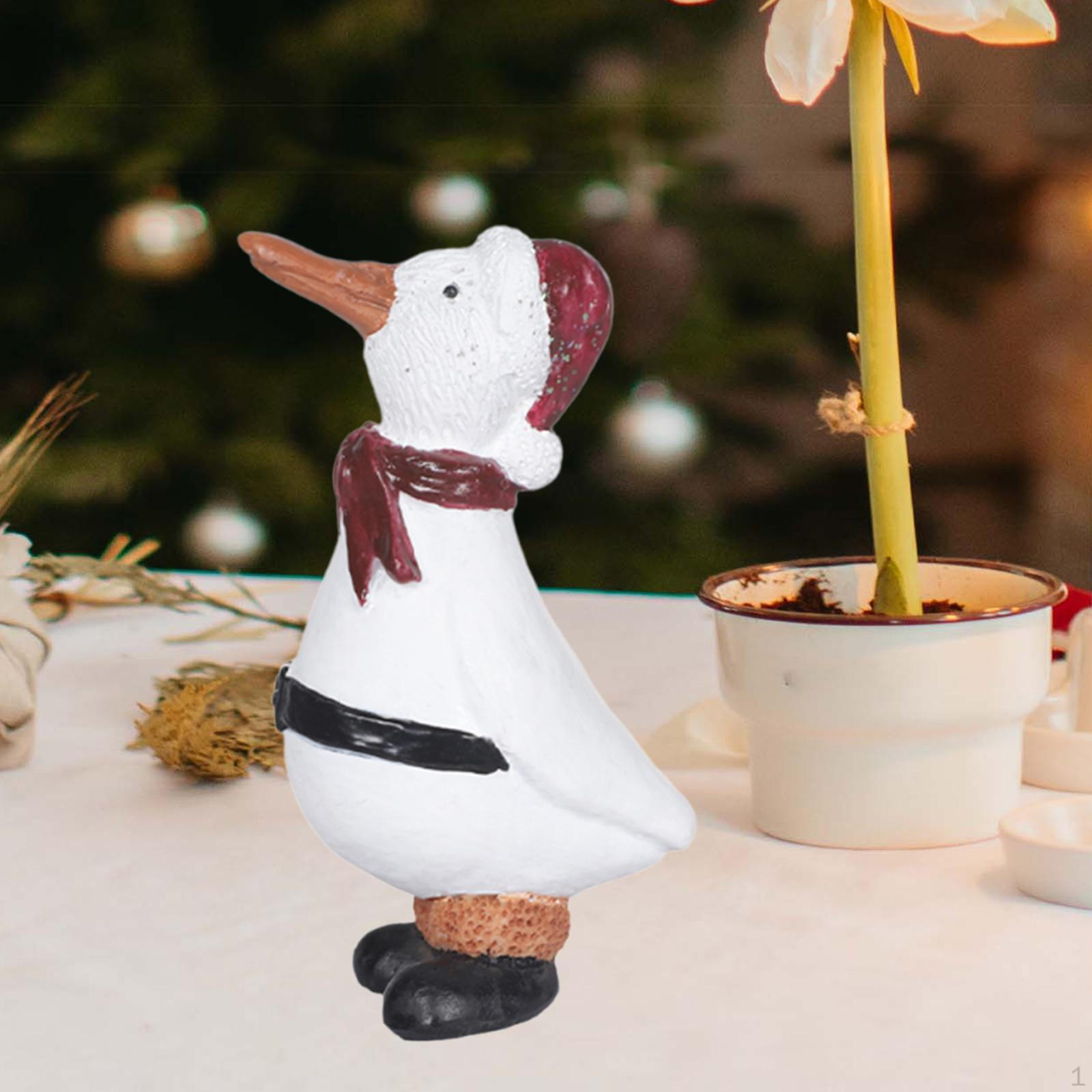 

Різдвяна фігурка Статуя качки Колекційний подарунок Художній твір Смола Орнамент Скульптура тварини для коридору білий