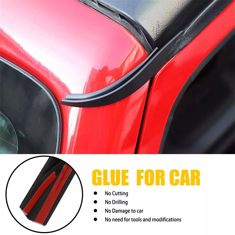 1Pair Car Rain Gutter Extensions Roof Water Guard Diversion Channel Slot For Jeep Wrangler Jk Jku 2007-2018 External Accessory