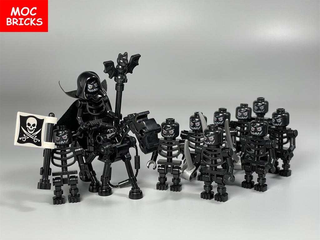 MOC Bricks DIY Dark Messenger Magicians Group Skull Skeleton Horse Thestrals Accessories Assembled Building Blocks Kids Boys Toy