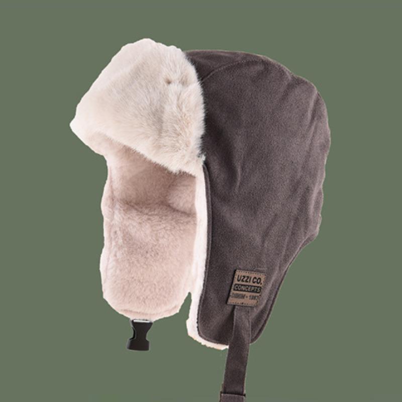 Thunderbolt Hat Men's Fall and Winter Outdoor Warm Ear Protection Cotton Hat Suede Velvet Youth Pilot Biker Cap Female