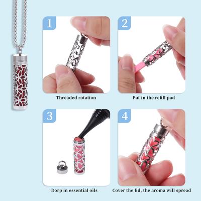 Vertical Hollow Stainless Steel Bar Ambient, Perfume Oil Diffuser,Medallion,Jewelry, Pendant,Necklace for Women,Men and Teenager