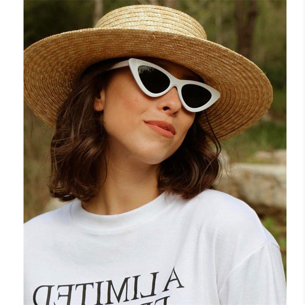 Bai Fen Bai Electronic 3C Women's Vintage Narrow Cat Eye Sunglasses Men Plastic Frame Sun Glasses Trendy Outdoor Driving Goggles Eyewear Fashion Accessories Cm