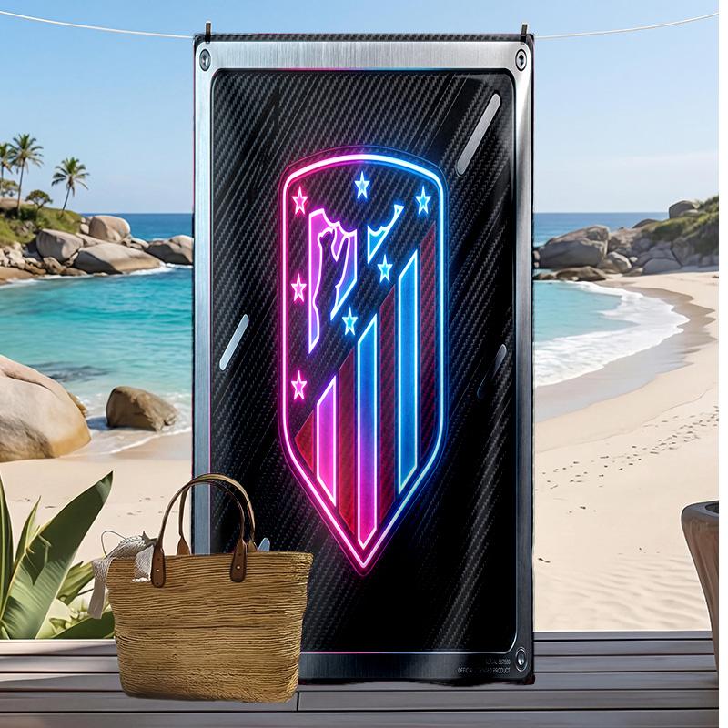 Toalla de Playa Estampada del Atlético de Madrid Secado Rápido Suave Portátil Grande Rectangular Manta de Playa para Viajes Piscina