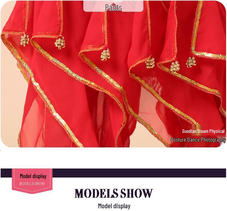 Children's Indian & Xinjiang Folk Dance Costume - Belly Dance Performance Outfit for Girls