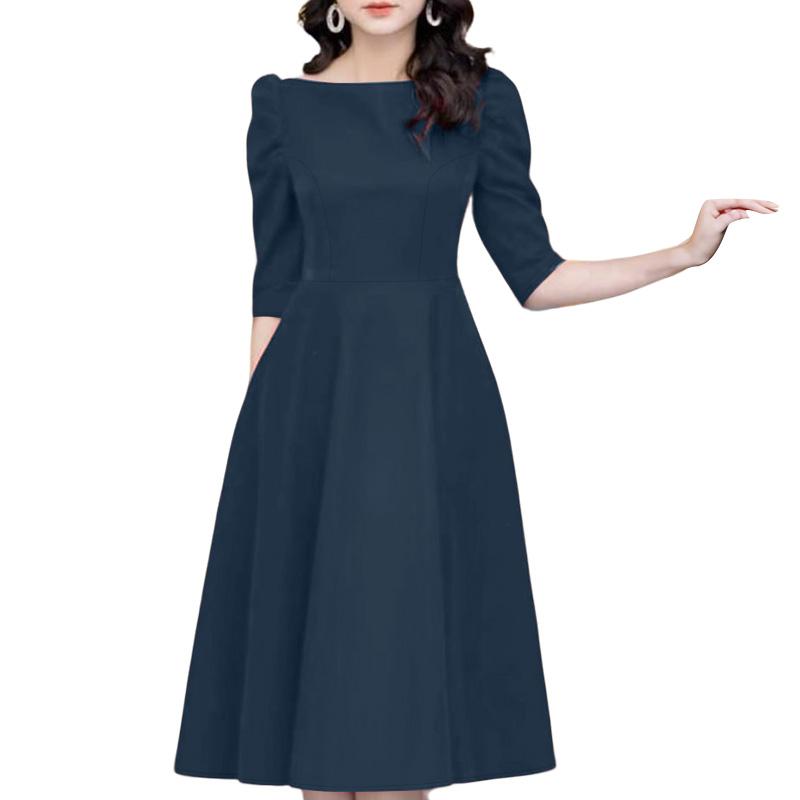 

ZANZEA Женское летнее повседневное платье А-силуэта с круглым вырезом и рукавом до локтя M