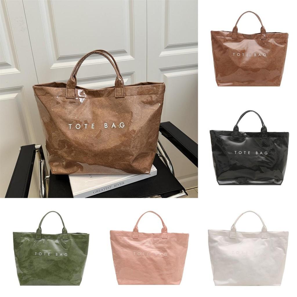 Letter Tote Bag Pvc Bag For Women Large Capacity Casual Daypack For School And Work