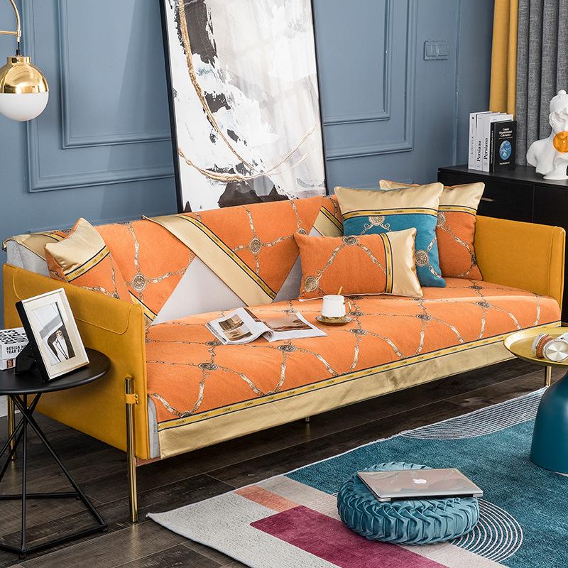 

Коврик для дивана Ткань Противоскользящая Всесезонная Универсальная Простая Современная Чехол Для Дивана В Скандинавском Стиле 70x70cm оранжевый