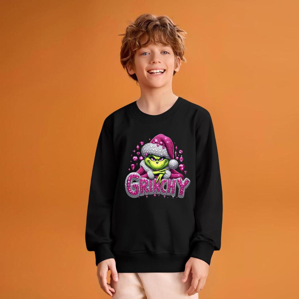 Mote for barn Løstsittende avslappet langermet genser med juleprint Oversized crewneck