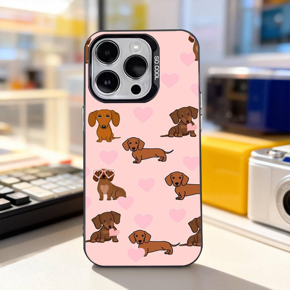 Cute Dachshund Funny For iPhone 17,16,15,14,13,12,11,Pro,Max,Plus,E,Air,Mini Anti Fall Black Matte Hard Bumper Phone Case