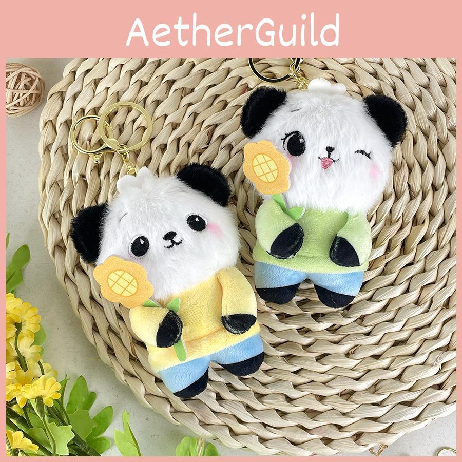 Sunflower Plush Panda Toys Bag Hanging Accessories Keychain Pendant Souvenir