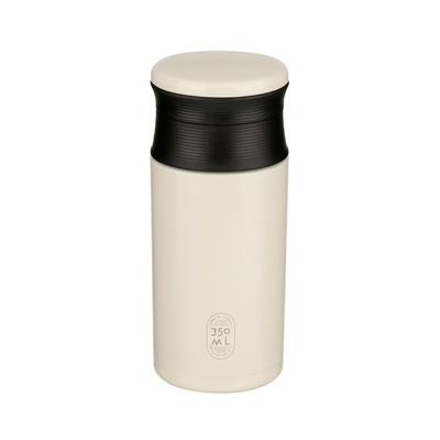 Bestco NQ-351 Edelstahl-Becherflasche, Schraubverschluss, 350 ml, Isoliert für heiße oder kalte Getränke, Doppelschichtige Vakuumwand, Elfenbein, Edelstahl