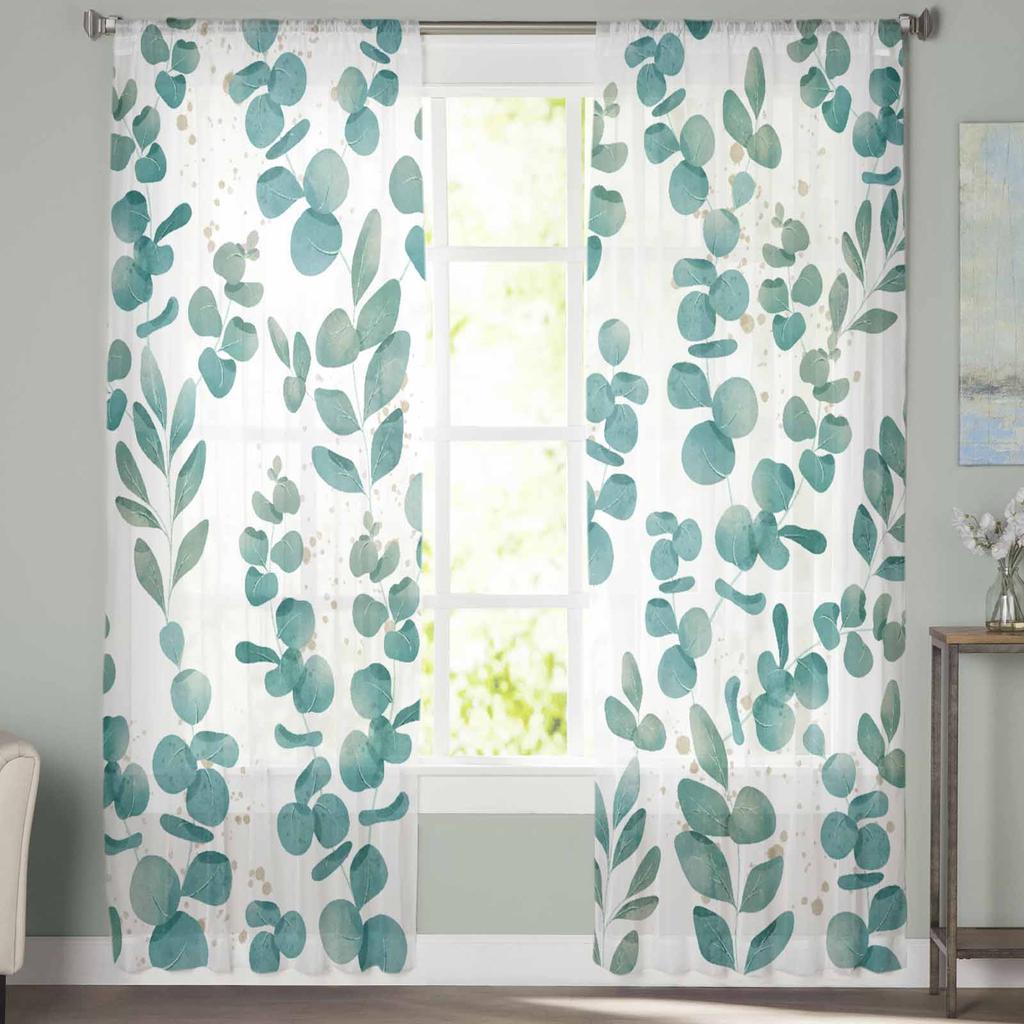 Pflanzenfarbe Floral Pastoral Aquarell Schlafzimmer Vorhänge Tüll Transparenter Vorhang Wohnzimmer Heimdeko Voile Vorhänge