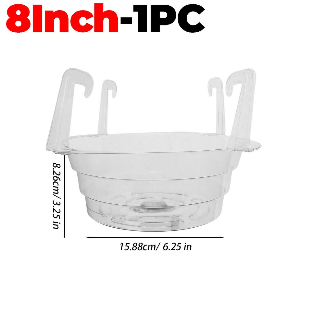 Plastic Hanging Water Catcher Tray for Round Hanging Baskets Plant Pot Clear Drip Pan Saucers with Built-in Hooks 8/10/12Inch