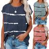 Women's Casual Round Neck Striped Print Loose Short-Sleeved T-Shirt Tops
