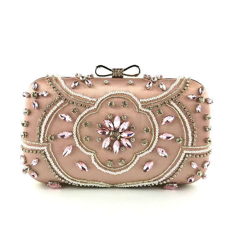 

2025 new hand-held dinner bag handmade bead embroidered diamond-encrusted fashion satin bead women s bag