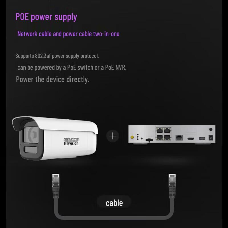Hikvision 8MP Full-Color PoE Bullet Network Camera CN plug (adapter included)