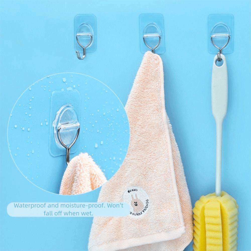 10PCS Transparent No Damage Hooks Heavy Duty Stick On Hooks Multi-Purpose Adhesive Wall Hooks  Door