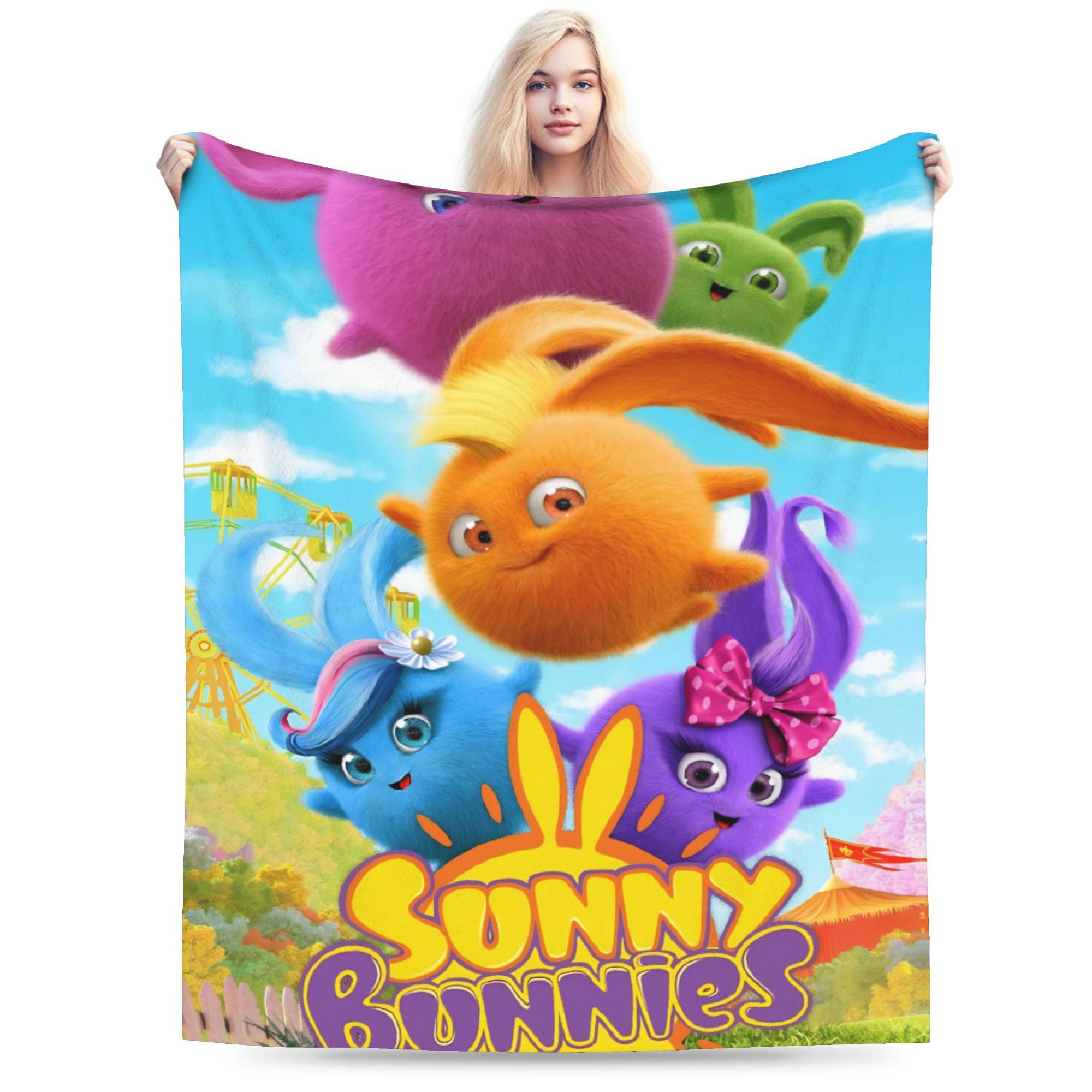 Sunny Bunnies five colourful balls Merch Blanket Soft Flannel Throw Blankets Relax Bedding Throws 75cmx90cm