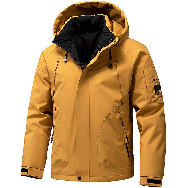 Men's 2025 Autumn/Winter Windproof Waterproof Warm Hooded Cotton Jacket