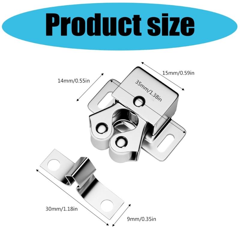 Cabinet Latches, Furniture Cabinet Roller Hardware with Shaped Mating Plate for Kitchen Cabinets, Wardrobes, and Bookcase Units