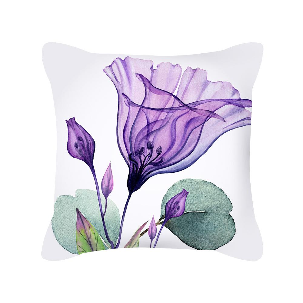 Pillow New Plant Flower Printed Pillow Sofa Pillow Bedside Backrest Short Plush Pillow Cover