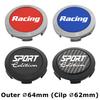 1Set/4PCS 64MM OD / 62MM ID Cap For Rims RACING SPORT Logo Wheel Center Cap Sport Car Wheel Cover Hub Caps
